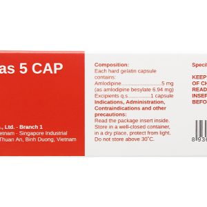 Stadovas 5 Cap trị tăng huyết áp, đau thắt ngực (3 vỉ x 10 viên)