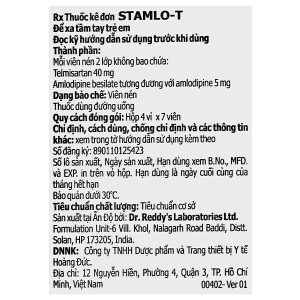 Stamlo-T 40/5mg điều trị tăng huyết áp vô căn (4 vỉ x 7 viên)