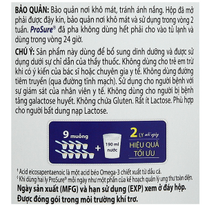Sữa bột Prosure cho người đang hoặc có nguy cơ sụt cân do hao mòn hương vani (380g)