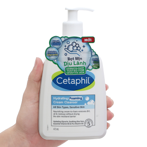 Sữa rửa mặt Cetaphil Hydrating Foaming Cream Cleanser tạo bọt dịu lành chai 473ml