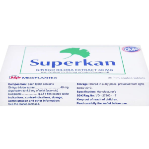 Superkan 40mg trị mất trí nhớ ngắn hạn (2 vỉ x 15 viên)
