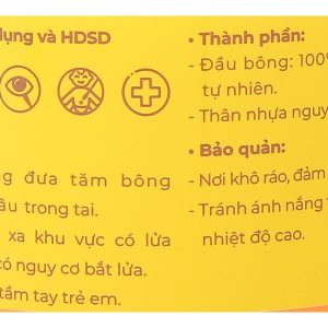 Tăm bông trẻ em Bông Bạch Tuyết đầu tròn hộp 336 que