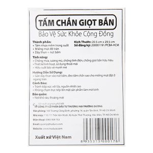 Tấm chắn giọt bắn Trường Dương (20.5cm x 29.5cm)