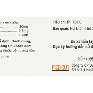 Telzid 80/12.5 trị tăng huyết áp vô căn (6 vỉ x 10 viên)