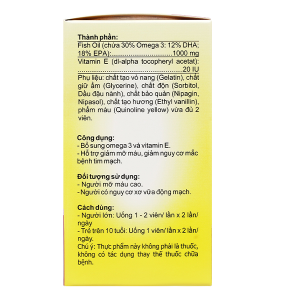 Dầu cá Ecolife Alaska Omega 3 hỗ trợ giảm mỡ máu, giảm nguy cơ bệnh tim mạch hộp 60 viên