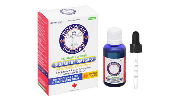 Dung dịch dầu cá BioAmicus Omega-3 hỗ trợ phát triển não bộ và thị giác lọ 30ml