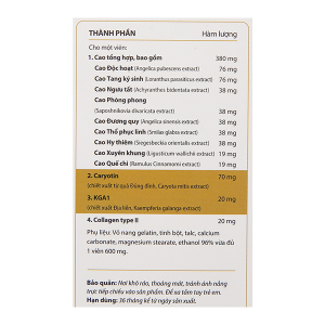 Khương Thảo Đan Gold giúp giảm triệu chứng thoái hóa khớp chai 120 viên