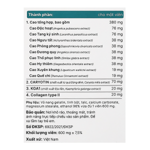 Khương Thảo Đan Gold giúp giảm triệu chứng thoái hóa khớp hộp 30 viên