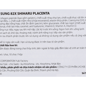 Nước uống 82X Shiharu Placenta giúp cân bằng nội tiết tố hộp 10 chai x 50ml