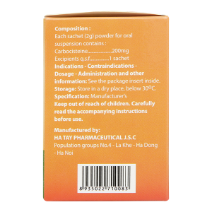 Bột pha hỗn dịch uống Ausmuco 200mg loãng đờm, tiêu chất nhày (20 gói x 2g)