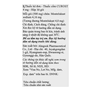 Thuốc cốm Curost Granules 4mg trị hen phế quản (30 gói x 0.5g)
