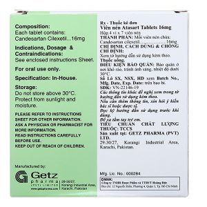 Atasart Tablets 16mg trị tăng huyết áp (4 vỉ x 7 viên)