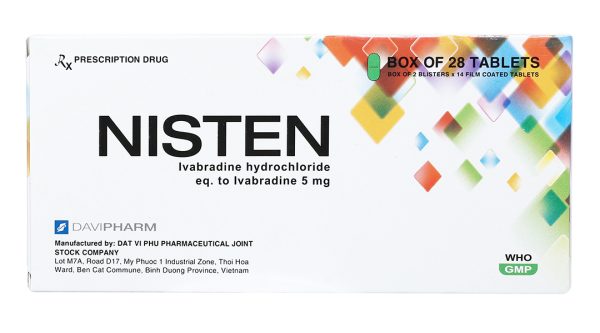 Nisten 5mg trị bệnh mạch vành, đau thắt ngực (2 vỉ x 14 viên)