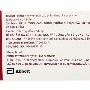 Glotadol 650 hạ sốt, giảm đau từ nhẹ đến vừa (10 vỉ x 10 viên)