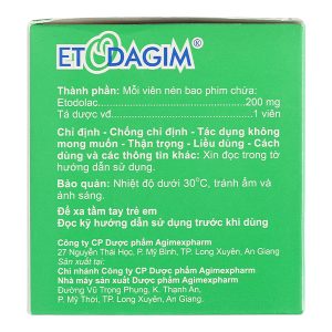 Etodagim 200mg giảm đau, kháng viêm xương khớp (10 vỉ x 10 viên)