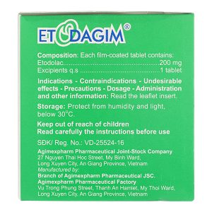 Etodagim 200mg giảm đau, kháng viêm xương khớp (10 vỉ x 10 viên)