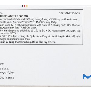 Glucophage XR 500mg trị đái tháo đường tuýp 2 (4 vỉ x 15 viên)