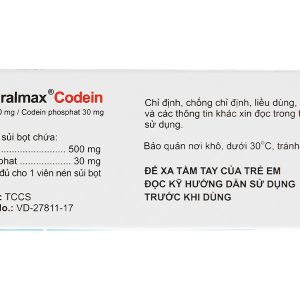 Viên sủi Effer-Paralmax Codein giảm đau cấp tính ở mức độ trung bình (5 vỉ x 4 viên)