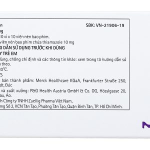 Thyrozol 10mg trị bệnh lý tuyến giáp (10 vỉ x 10 viên)