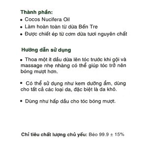 Dầu dừa tinh khiết LuckyStar giúp tóc bóng mượt, giảm gàu chai 100ml