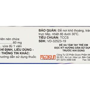 Tux-Asol 60mg điều trị các bệnh phế quản và phổi có kèm ho khan (3 vỉ x 10 viên)