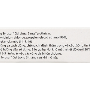Tyrosur Gel phòng, trị nhiễm khuẩn do các vết thương nhỏ ở bề mặt da tuýp 5g