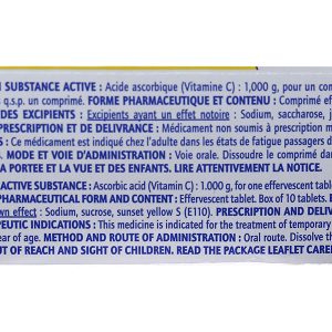 Viên sủi UPSA-C 1g trị thiếu hụt Vitamin C, cảm cúm, mệt mỏi tạm thời tuýp 10 viên