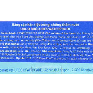 Băng cá nhân chống thấm nước Urgo Brulures Waterproof (10 x 7cm) hộp 4 miếng