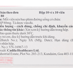 Valazyd 80 trị tăng huyết áp, suy tim (10 vỉ x 10 viên)