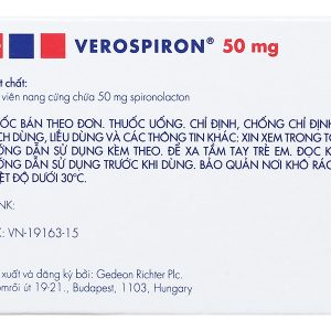 Verospiron 50mg trị phù, tăng huyết áp (3 vỉ x 10 viên)