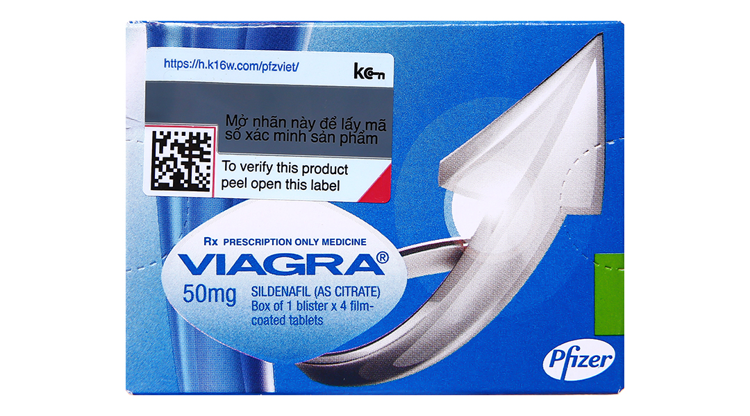 Viagra 50mg trị rối loạn cương dương (1 vỉ x 4 viên)