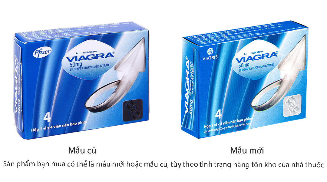 Viagra 50mg trị rối loạn cương dương (1 vỉ x 4 viên)