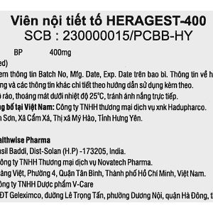 Viên nội tiết tố Heragest-400 hỗ trợ dự phòng sảy thai, vô sinh nữ 1 viên