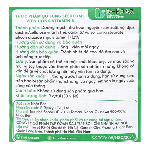 Seedcoms Vitamin D hỗ trợ duy trì sức khỏe xương và răng gói 30 viên