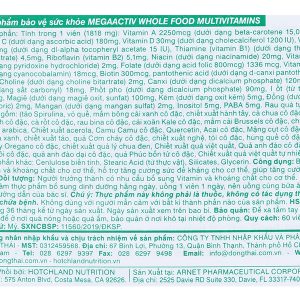 Hotchland MegaActiv bổ sung khoáng chất và vitamin lọ 60 viên