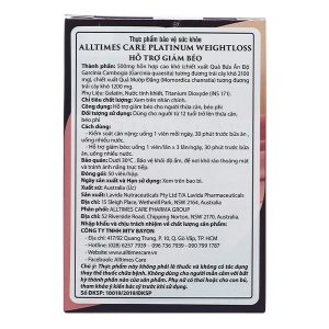Alltimes Care Platinum Weightloss hỗ trợ giảm cân hộp 50 viên