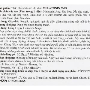 Nature’s Bounty Melatonin giúp điều hòa giấc ngủ lọ 60 viên