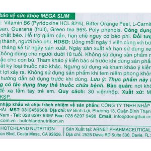 Viên uống Hotchland MegaSlim hỗ trợ giảm cân chai 30 viên