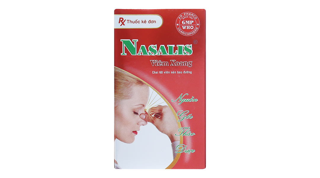 Nasalis trị viêm xoang, viêm mũi dị ứng, chảy nước mũi, hắt hơi lọ 60 viên