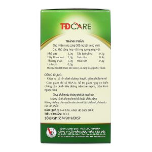 TĐ Care giúp hạ đường huyết và cholesterol chai 60 viên