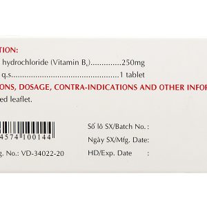 Vitamin B6 Mekophar 250mg trị thiếu máu, ngừa co giật (10 vỉ x 10 viên)