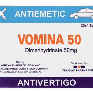 Vomina 50 trị chóng mặt, buồn nôn (25 vỉ x 4 viên)
