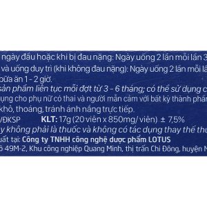 Viên xương khớp Vương Hoạt giảm nguy cơ thoái hóa cột sống, đau vai gáy hộp 20 viên