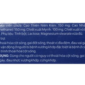 Viên xương khớp Vương Hoạt giảm nguy cơ thoái hóa cột sống, đau vai gáy hộp 20 viên