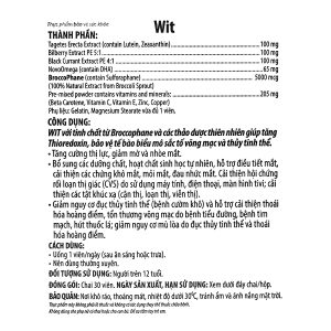 Wit tăng cường thị lực, giảm mờ, nhòe mắt chai 30 viên
