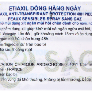 Xịt khử mùi Etiaxil Déodorant Anti-Transpirant 48h khử mùi hôi chân chai 100ml