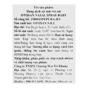 Dung dịch xịt mũi Otosan Nasal Spray Baby hỗ trợ giảm viêm mũi, viêm xoang chai 30ml