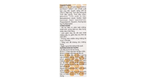 Xịt nhiệt miệng Abipolis hỗ trợ giảm loét miệng, viêm lợi chai 15ml