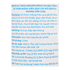 Xịt thơm miệng Dentiplus Double Strength không cồn nhân đôi hiệu quả diệt khuẩn chai 25ml