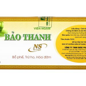 Viên ngậm Bảo Thanh không đường trị ho, bổ phế (20 vỉ x 5 viên)